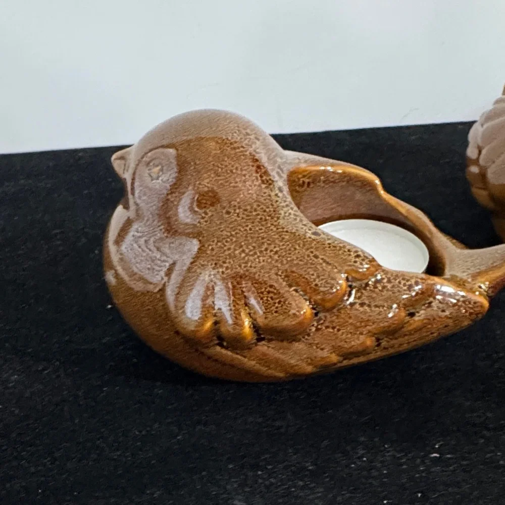 Vintage PartyLite Ceramic WoodlandBird Votive Candle Holder Pair (retired model) - Picture 6 of 11